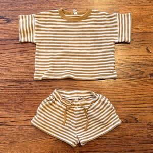 Quincy Mae waffle striped shorts set 12-18